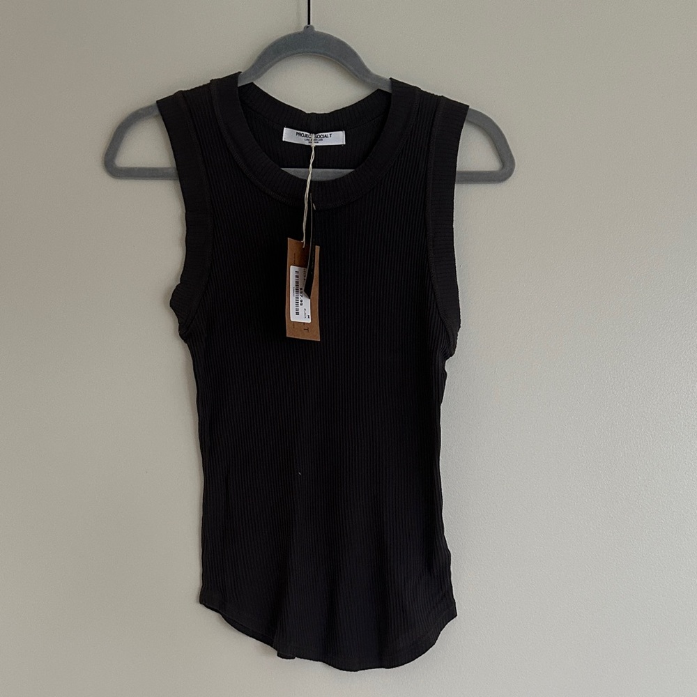 Project Social T Black Ribbed Tank Top